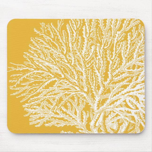 Yellow and White Coral Mouse Pad (Front)