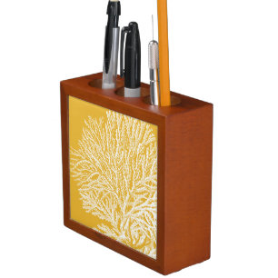 Yellow and White Coral Pencil Holder