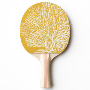 Yellow and White Coral Ping Pong Paddle
