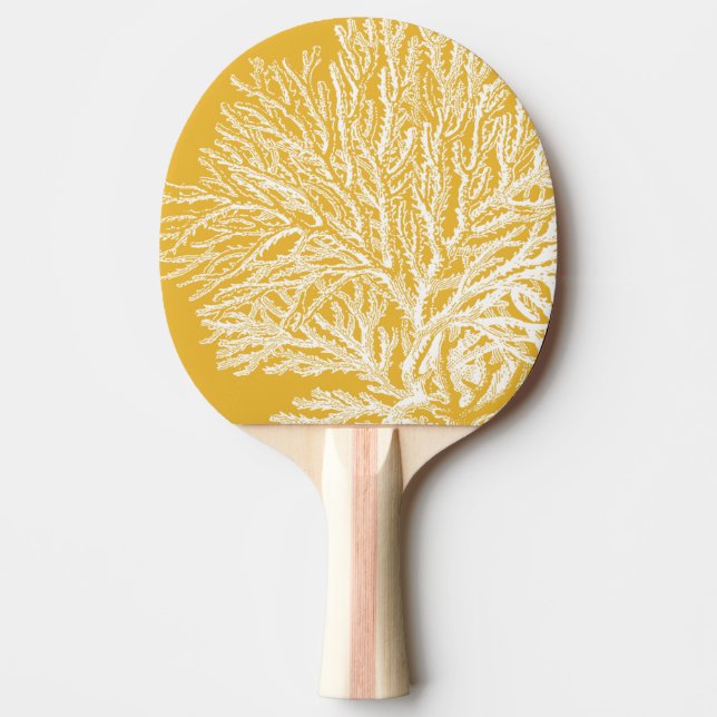 Yellow and White Coral Ping Pong Paddle (Front)