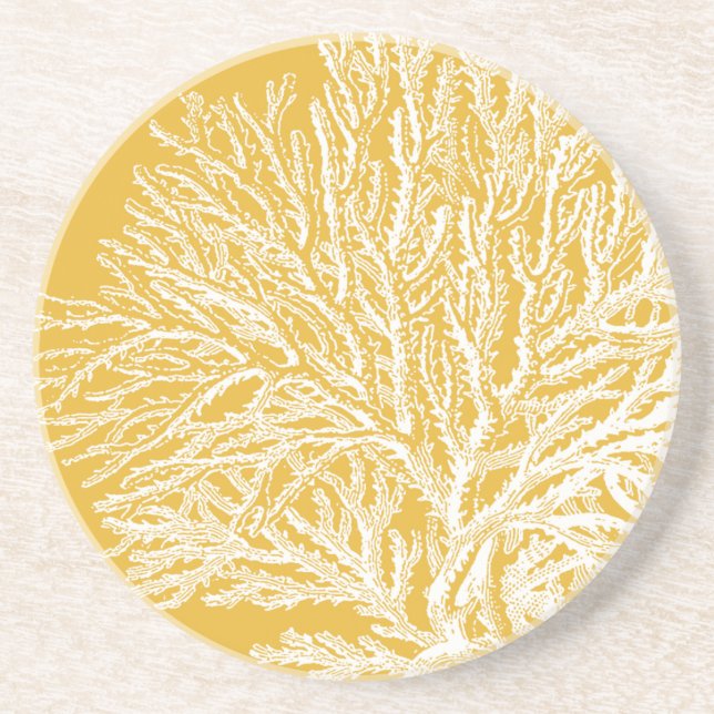 Yellow and White Coral Sandstone Coaster (Front)