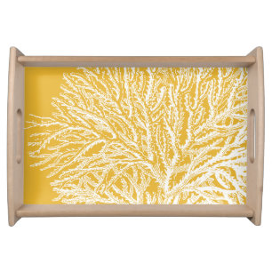 Yellow and White Coral Serving Tray