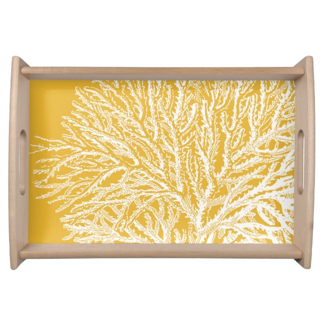 Yellow and White Coral Serving Tray (Front)