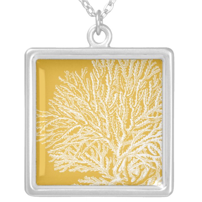 Yellow and White Coral Silver Plated Necklace (Front)