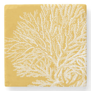 Yellow and White Coral Stone Coaster