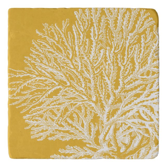 Yellow and White Coral Trivet (Front)