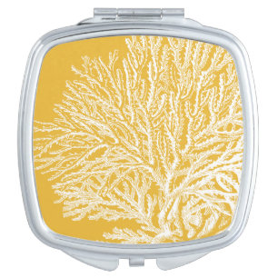 Yellow and White Coral Vanity Mirror
