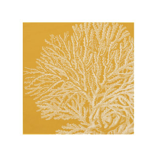 Yellow and White Coral Wood Wall Art