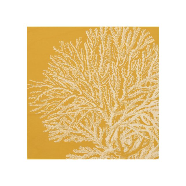 Yellow and White Coral Wood Wall Art (Front)
