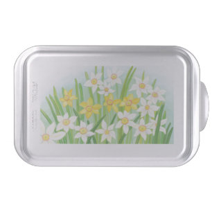 Yellow and White Daffodils in Spring Cake Pan