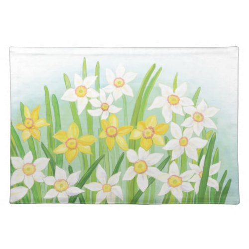 Yellow and White Daffodils in Spring   Cloth Placemat