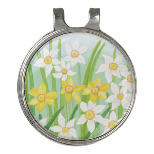 Yellow and White Daffodils in Spring Golf Hat Clip