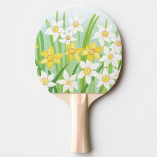 Yellow and White Daffodils in Spring Ping Pong Paddle
