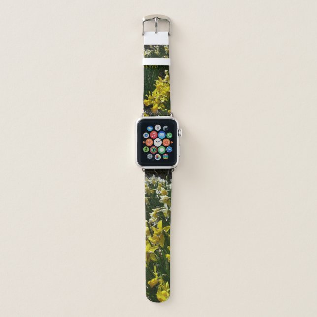 Yellow and White Daffodils Spring Flowers Apple Watch Band (Front)