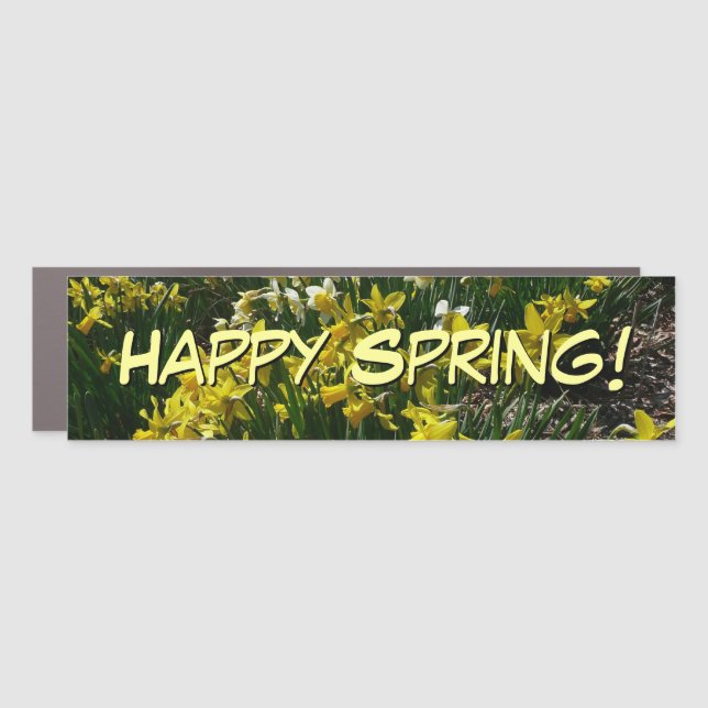 Yellow and White Daffodils Spring Flowers Car Magnet (Front)
