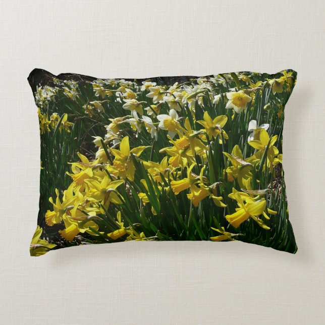 Yellow and White Daffodils Spring Flowers Decorative Pillow (Front)