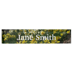 Yellow and White Daffodils Spring Flowers Desk Name Plate