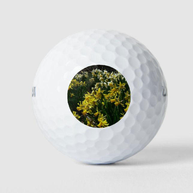 Yellow and White Daffodils Spring Flowers Golf Balls (Front)
