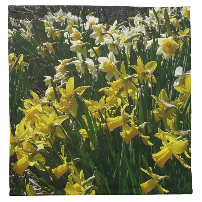 Yellow and White Daffodils Spring Flowers Napkin (Front)