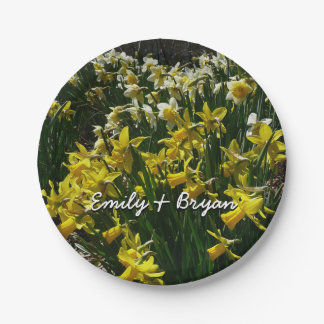 Yellow and White Daffodils Spring Flowers Paper Plates