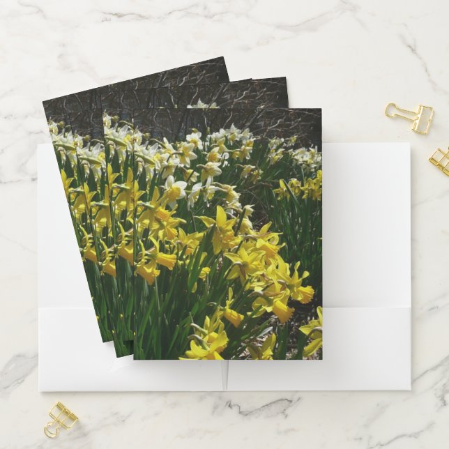 Yellow and White Daffodils Spring Flowers Pocket Folder (In Situ)