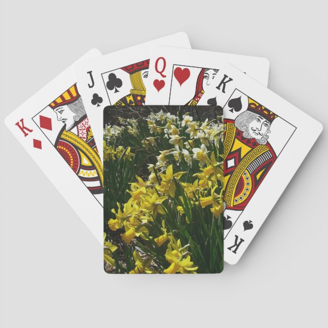 Yellow and White Daffodils Spring Flowers Poker Cards (Back)