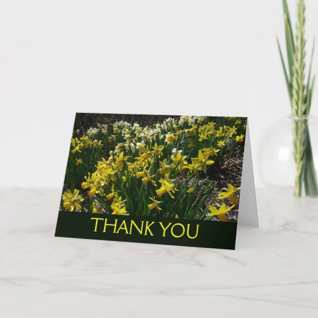 Yellow and White Daffodils Spring Flowers Thank You Card (Front)