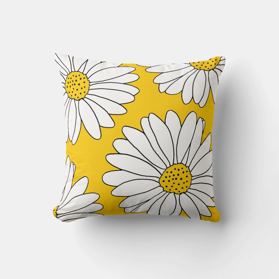 Yellow and White Daisies 2 Throw Pillow Zazzle
