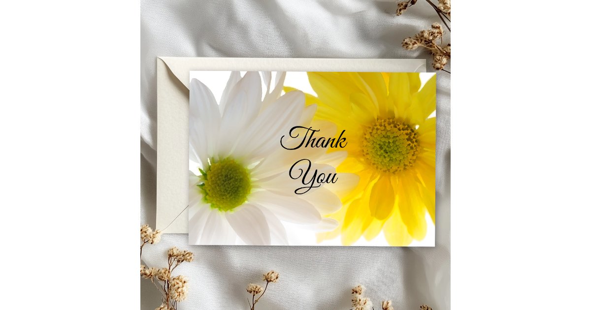 Yellow and White Daisies Flat Thank You Notes | Zazzle