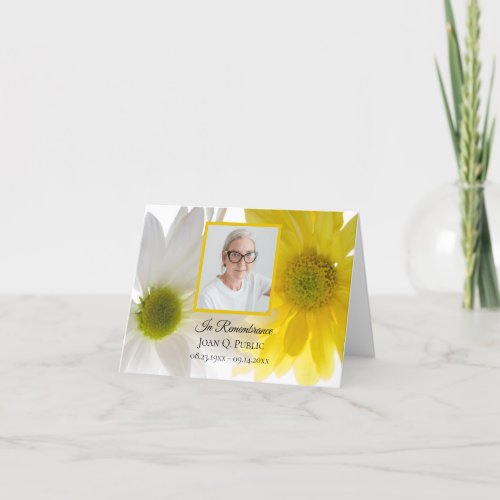 Yellow and White Daisies Funeral Memorial Sympathy Thank You Card