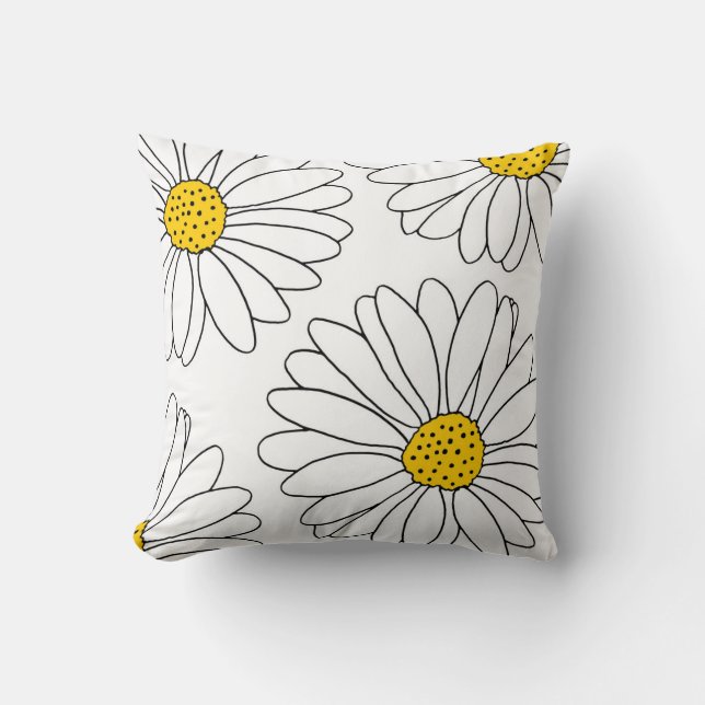 Yellow and White Daisies Throw Pillow (Front)