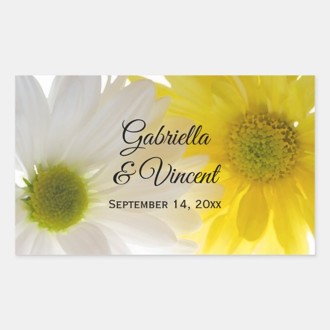 Yellow and White Daisies Wedding Envelope Seals (Front)