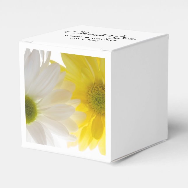 Yellow and White Daisies Wedding Favor Boxes (Front Side)