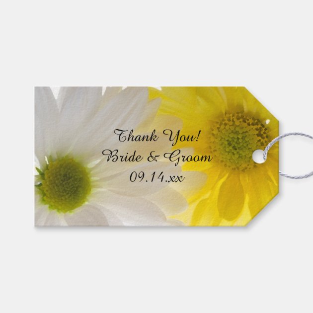 Yellow And White Daisies Wedding Favor Tags
