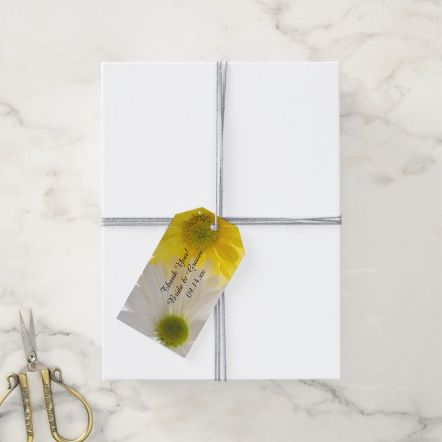 Yellow And White Daisies Wedding Favor Tags
