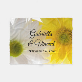 Yellow and White Daisies Wedding Fleece Blanket