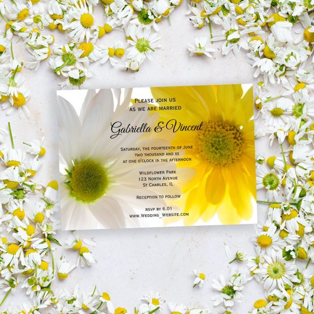 Yellow and White Daisies Wedding Invitation