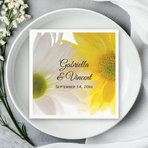 Yellow and White Daisies Wedding Paper Napkins