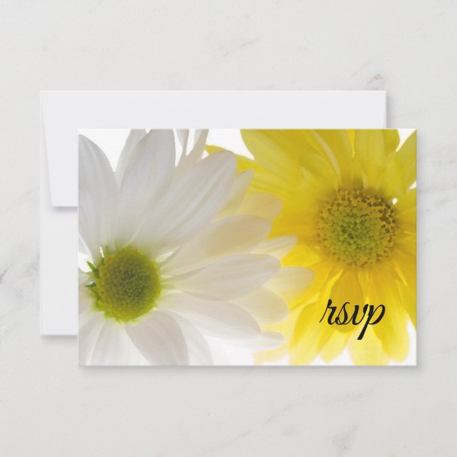 Yellow and White Daisies Wedding RSVP Card (Front)