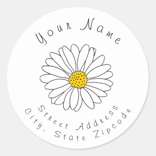 Yellow and White Daisy Address Label
