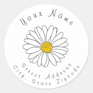 Yellow and White Daisy Address Label