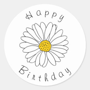 Yellow and White Daisy Classic Round Sticker
