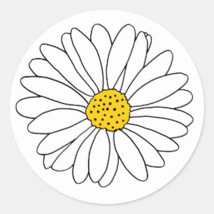 Yellow and White Daisy Classic Round Sticker
