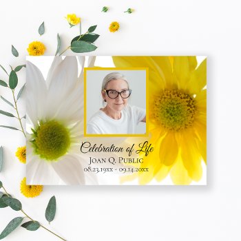 Yellow And White Daisy Flowers Celebration Of Life Invitation by loraseverson at Zazzle