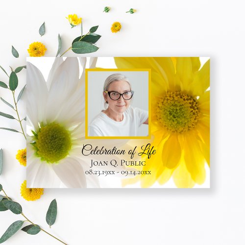 Yellow and White Daisy Flowers Celebration of Life Invitation