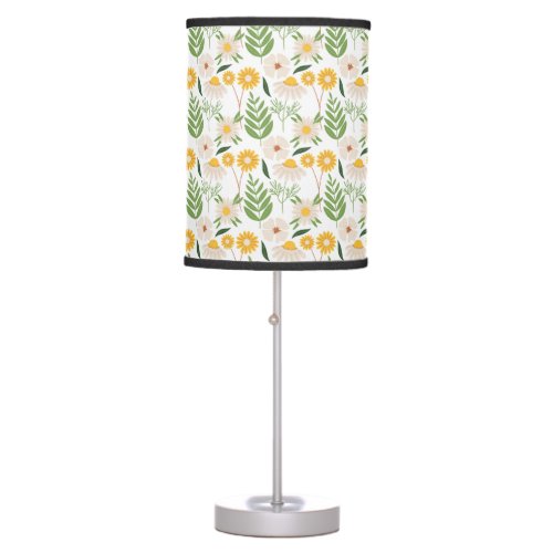Yellow and White Daisy Flowers Floral Table Lamp