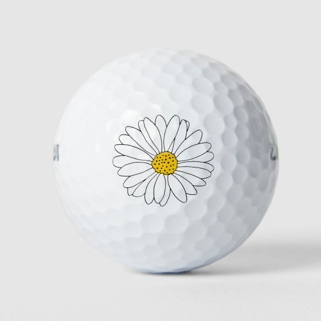 Yellow and White Daisy Golf Balls (Front)