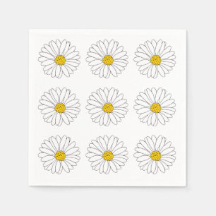 Yellow and White Daisy Pattern Napkins