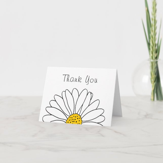 Yellow and White Daisy Thank You Card (Front)