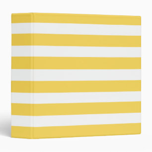 Yellow and White Deckchair Stripes 3 Ring Binder
